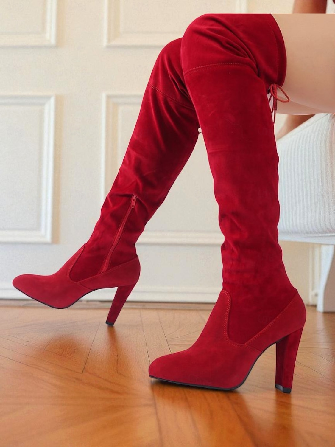 bottes cuissardes en daim gris pour femme à talons hauts - bottines cuissardes chics et élégantes pour les sorties à la mode et les tenues de soirée de 2025 ? $32.99 –P9