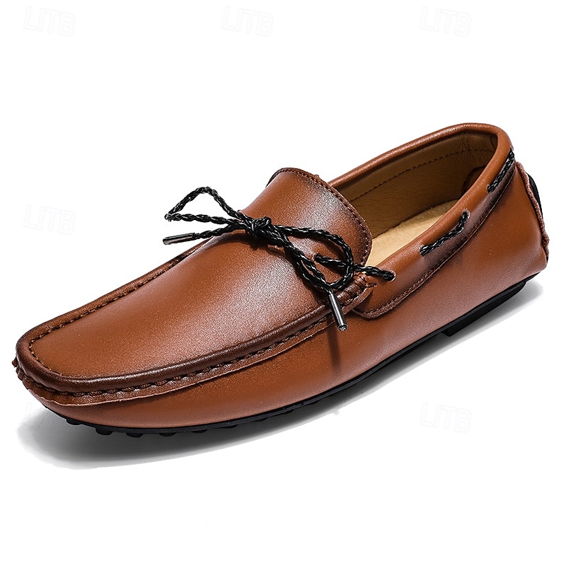 Ruskeat mokkasiinit miehille – klassiset slip-on-kengät käsin ommelluilla yksityiskohdilla, sopivat sekä rentoon että juhlavaan käyttöön 2025 - $46.99 –P2
