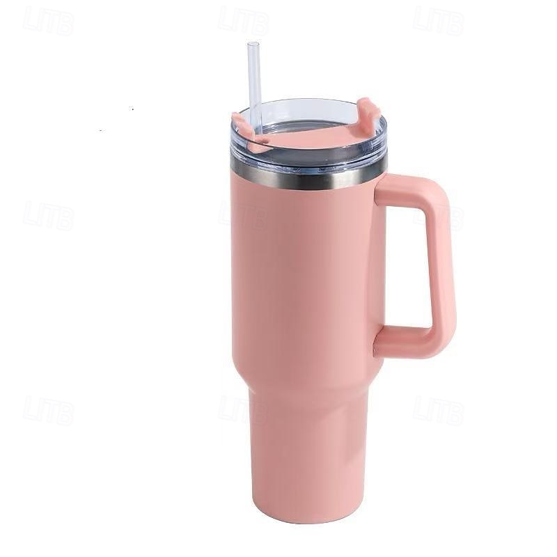 copo de canudo de aço inoxidável reutilizável, garrafa térmica com isolamento a vácuo de parede dupla de 40 onças com alça e canudo, copo térmico de qualidade alimentar para bebidas quentes e frias de 2025 por $20.99 –P15