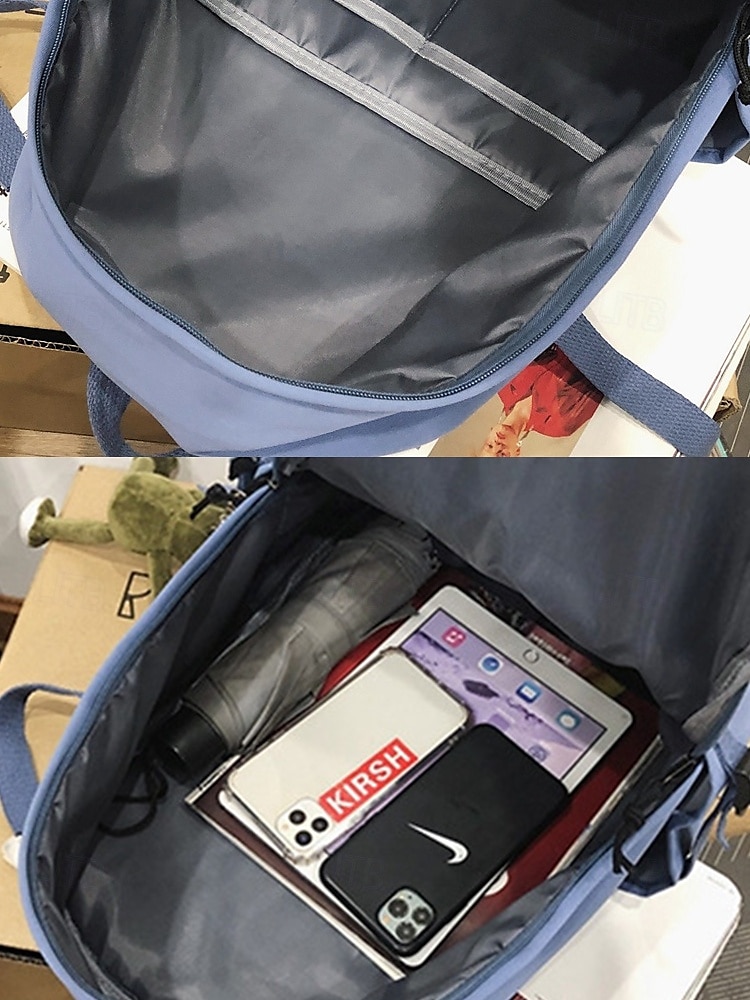 Freizeitrucksack für Teenager mit großem Fassungsvermögen – Schultasche im koreanischen Stil mit mehreren Taschen und Plüsch-Schlüsselanhänger für Schule, Reisen und Outdoor-Aktivitäten, Schwarz, Weiß, Rot 2025 - $24.99 –P8