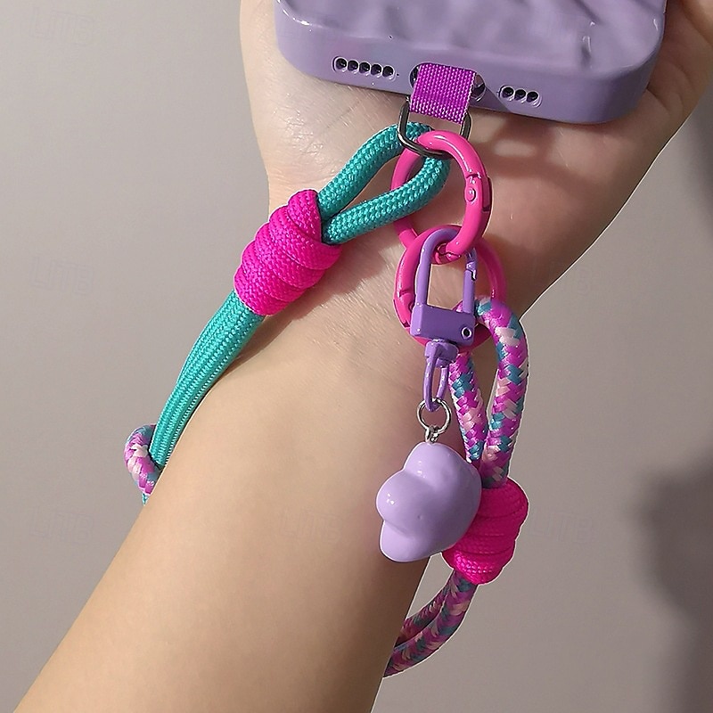 Nueva cuerda corta para colgar el teléfono móvil con estampado de muñeca, bonita cuerda tejida corta de doble uso, resistente para viajes al aire libre para hombres y mujeres. 2025 - $9.99 –P5