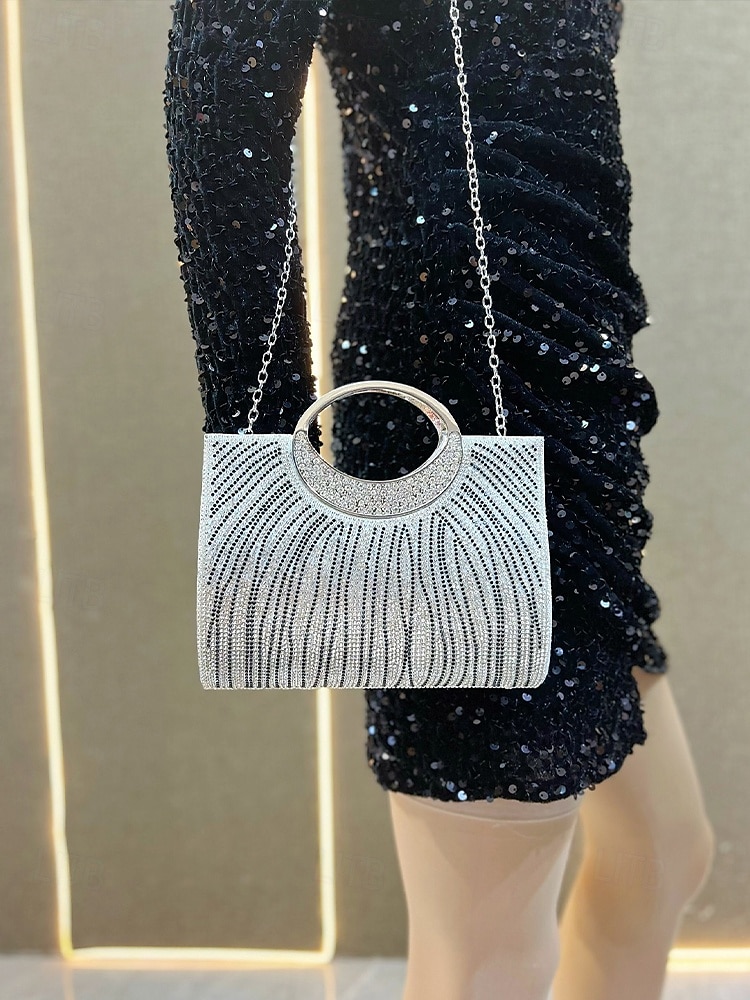 Women’s Rhinestone Evening Clutch Bag with Round Handle – Sparkly Gold Crystal Purse for Cocktail Parties, Weddings & Formal Events 2025 - $24.99 –P3