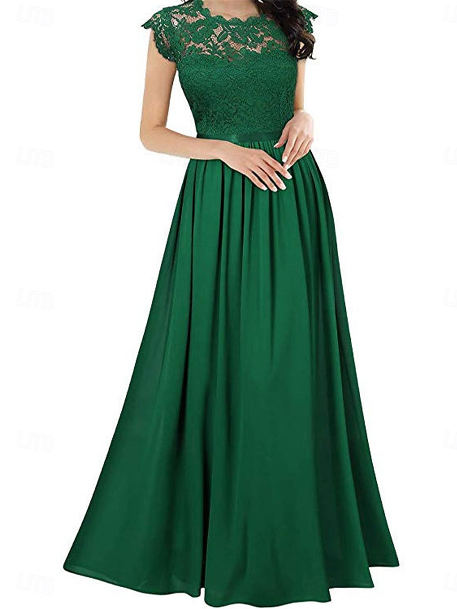 Pentru femei Rochie Lunga Rochie Maxi Rochie de dantela Rochie de Cocktail Rochie pentru invitata de nunta Șifon Elegant Modă Modern În aer liber Petrecere cu cocktail Fit regulat Simplu Manșon scurt 2025 - $27.99 –P8