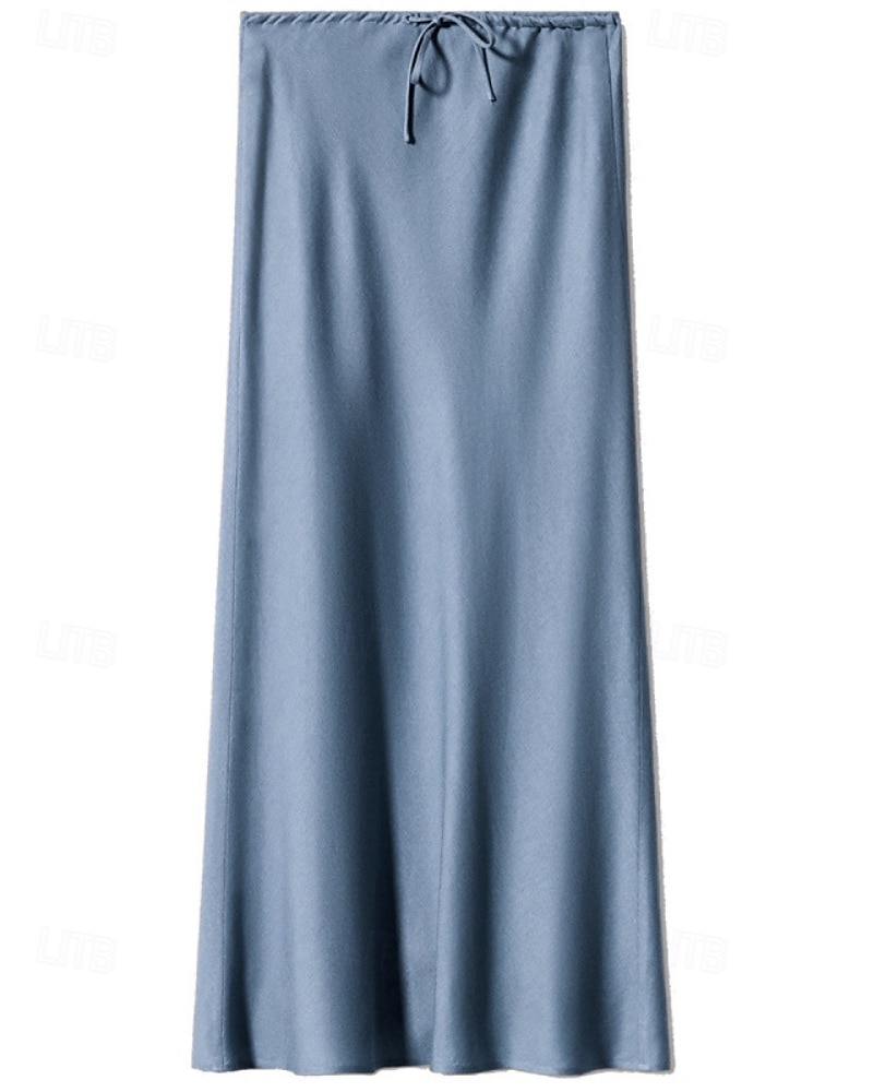 Mujer Falda Casual Maxi Tiro Medio Faldas Plano Correa Microelástico Vacaciones Calle Vino Azul marinero Negro Verde Ejército Otoño Poliéster 2025 - $22.99 –P3