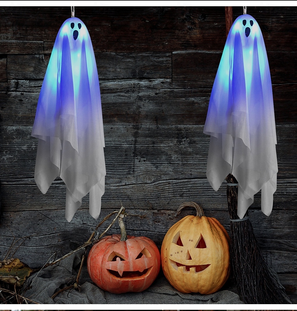 2025年 ハロウィンホラー中庭装飾タッチ発光サウンド電気ゴーストペンダントホワイト小型吊り下げゴースト装飾小道具1個  コレクション – $14.49 –P5