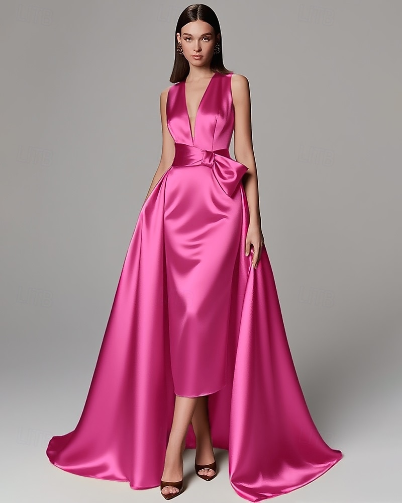 Rochie de seară elegantă, verde auriu, în linie A, rochie formală de nuntă, lungime până la podea, fără mâneci, decolteu în V, culoarea șampanie, rochie de seară pentru mama miresei, satin elastic cu 2025 - $137.99 –P10