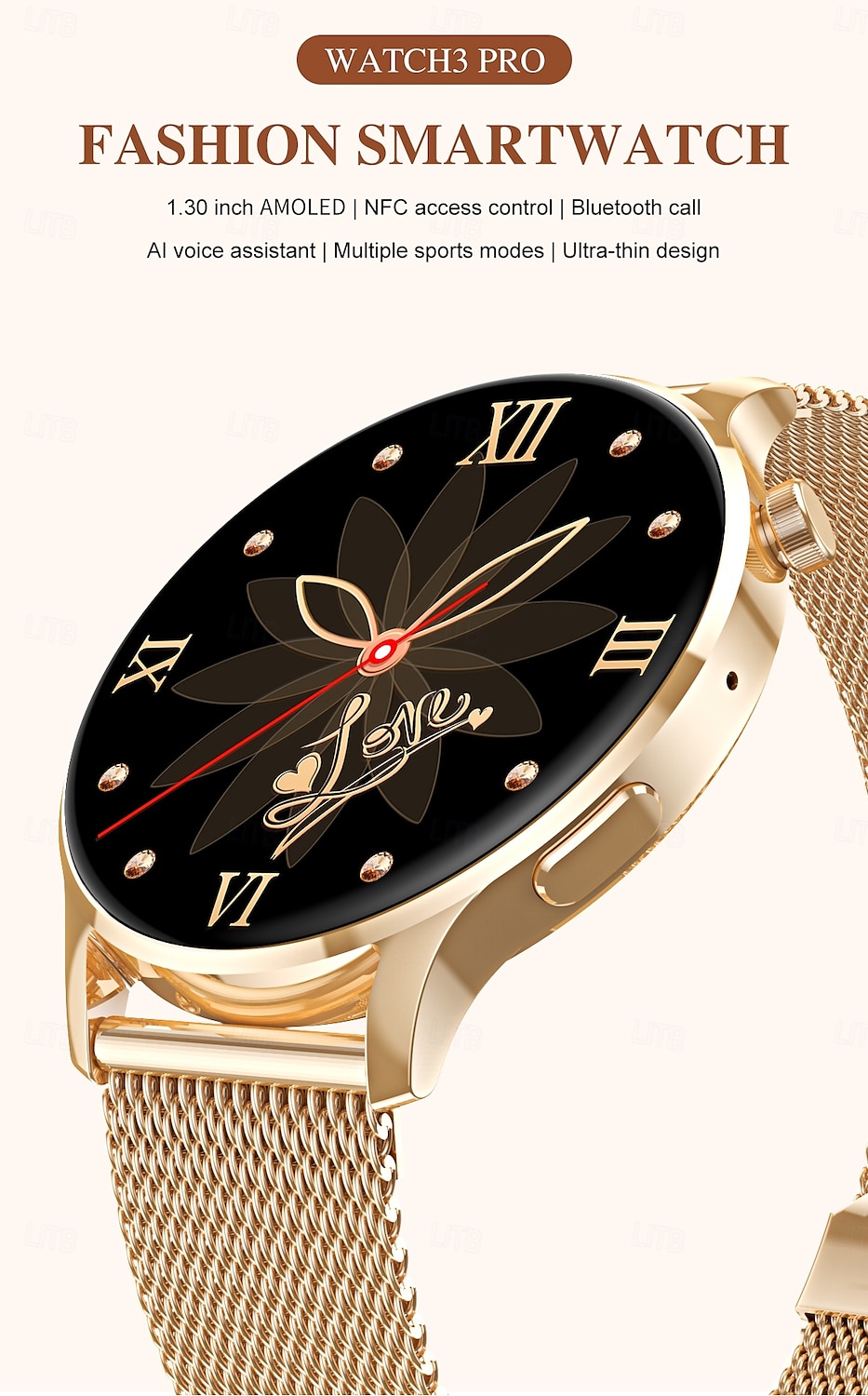 Watch3 Pro Reloj inteligente 1.3 pulgada Smartwatch Reloj elegante Bluetooth Podómetro Recordatorio de Llamadas Seguimiento de Actividad Seguimiento del Sueño Monitor de Pulso Cardiaco Compatible con 2025 - $39.99 –P1