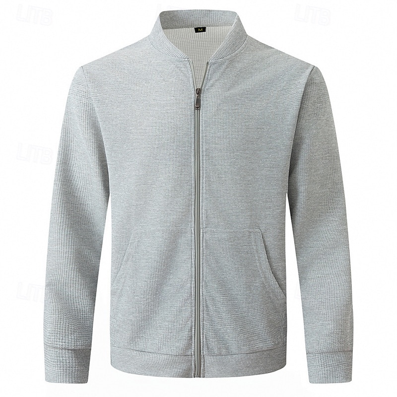 Per uomo Giacca Leggera Giacca a nido d'ape Giacca Casual Vacanza Quotidiano Traspirante Tasca Primavera Autunno Semplice Moda Classico Collo alla coreana Regolare Nero Bianco Blu Cachi Grigio Giacca del 2025 a $29.99 –P3