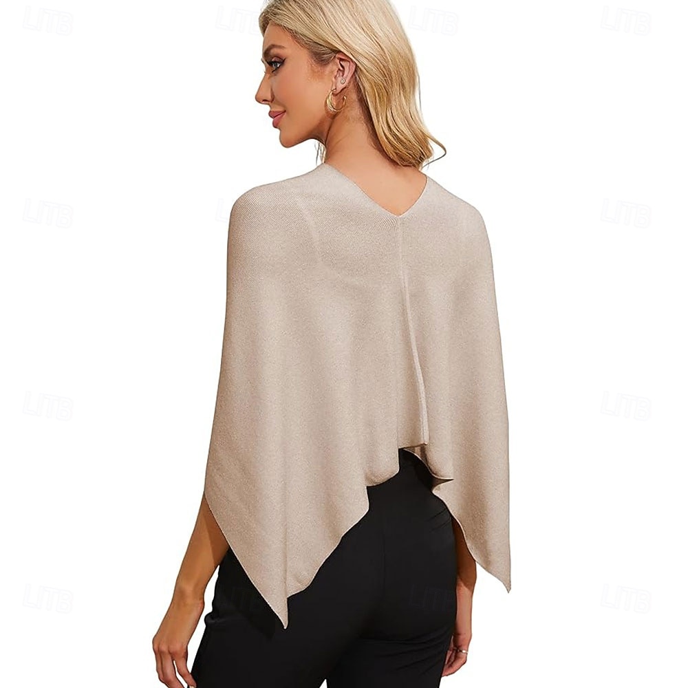 Women Capri Poncho Sweater Slimming Fit Cropped Versatile Shawl Soft Knit Wraps Cowl Neck Short Tops 2026 - $28.99 –P3