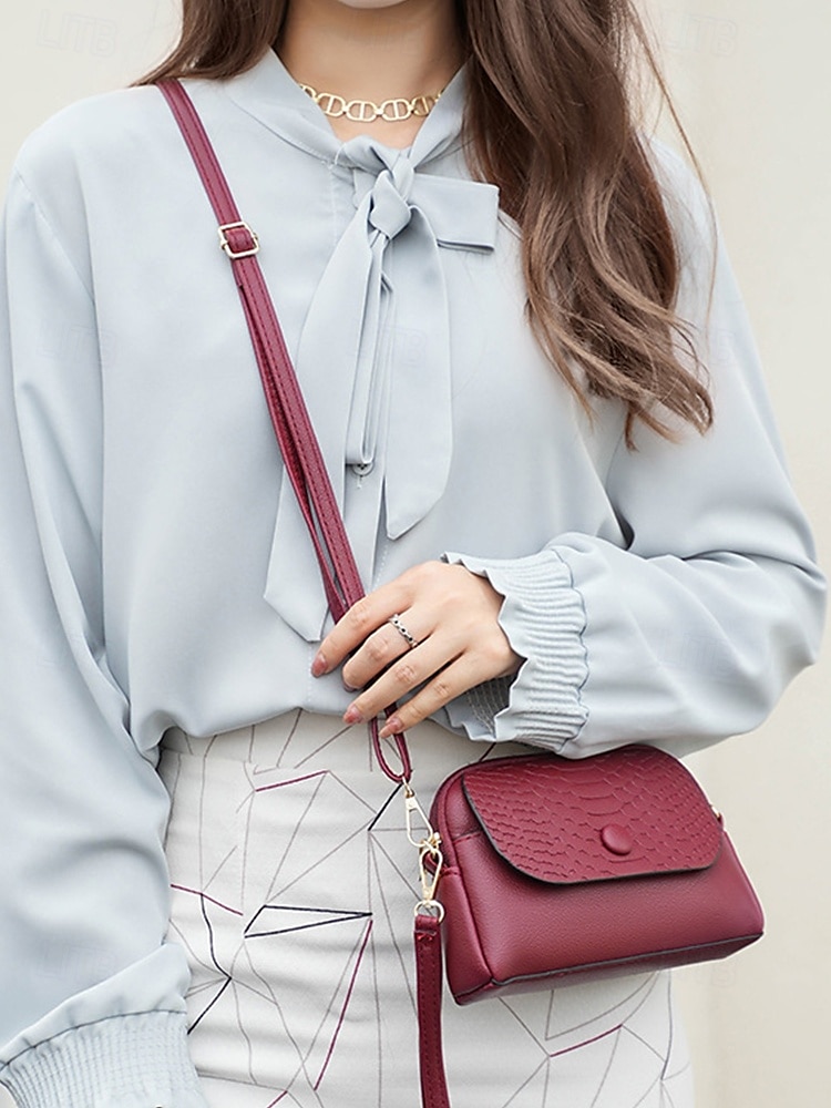 borsa a tracolla da polso in similpelle da donna con patta in stampa coccodrillo – elegante piccola borsa a tracolla per l'uso quotidiano, i viaggi e il lavoro del 2025 a $14.99 –P2
