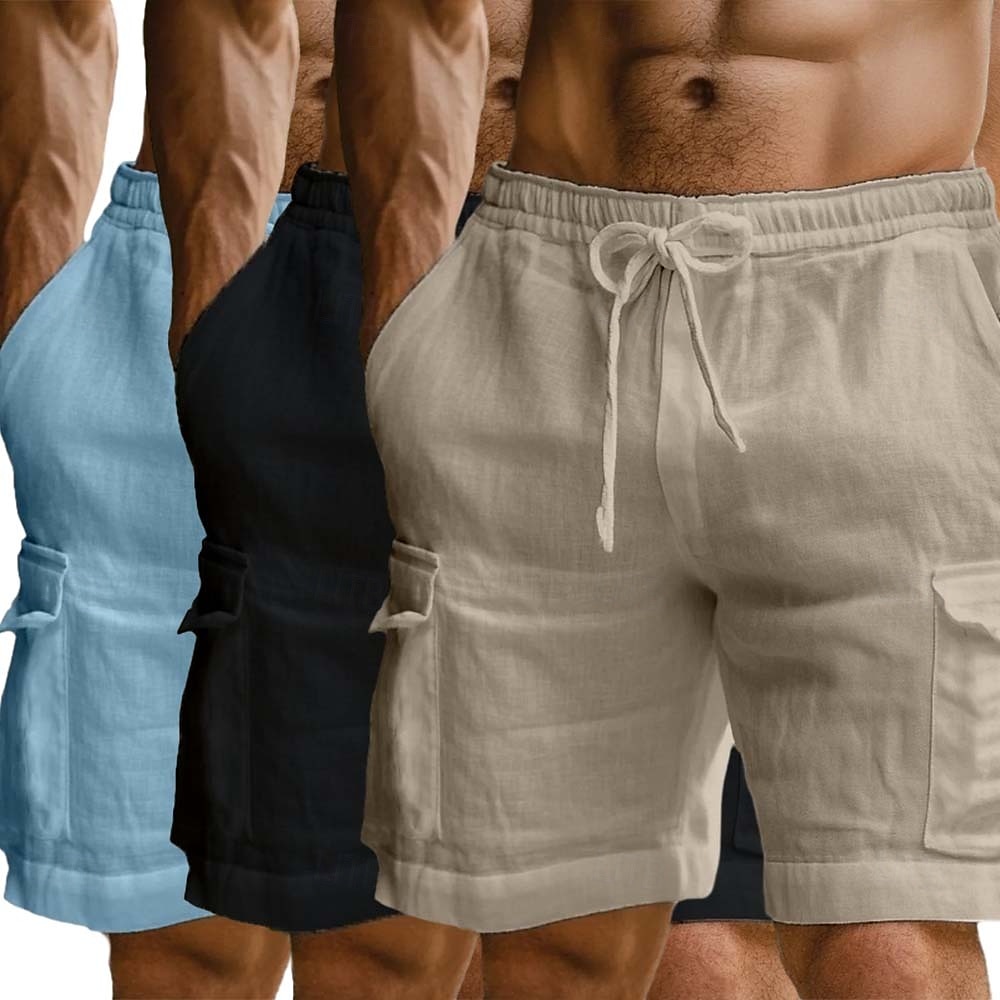 Per uomo Pantaloncini cargo Shorts di Lino Pantaloncini Estivi Shorts da Spiaggia Elastico in vita Coulisse Multi-tasche Semplice Comodità Traspirante Lunghezza al ginocchio All'aperto Quotidiano del 2025 a $33.99 –P8