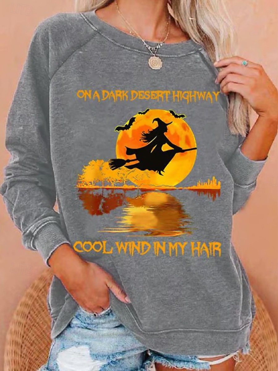 Pentru femei Hanorac pulover Halloween Modă Casual Manșon Lung Stil Nautic Topuri obișnuite Casual Imprimeu Negru Galben Roșu-aprins Albastru piscină Portocaliu Vară Primăvară Toamnă 2025 - $24.99 –P2