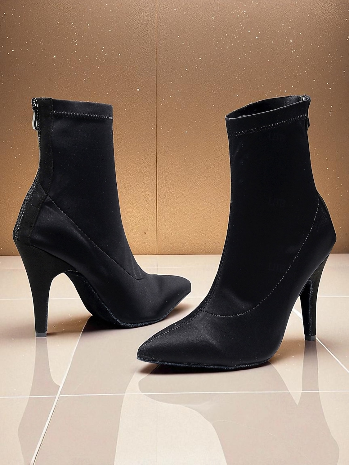 Botas de dança femininas pretas elásticas no tornozelo - elegantes sapatos de salto alto e bico fino para salão de baile latino profissional, perfeitos para salsa, tango e apresentações no palco de 2025 por $54.99 –P3