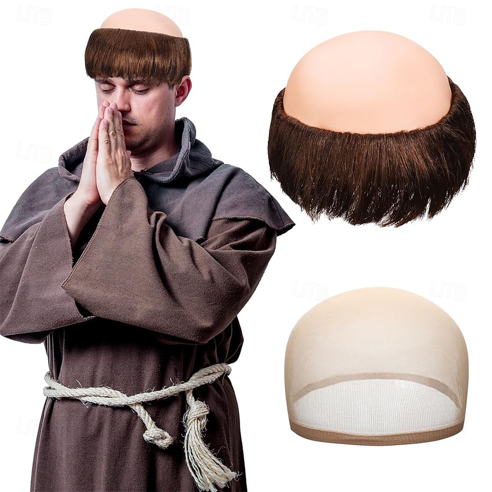 halloween paróka férfiaknak kopasz paróka barna felnőtt cosplay jelmezhez rövid karakter ünnepi party jelmez kiegészítők 2026 - E£985.43 –P1