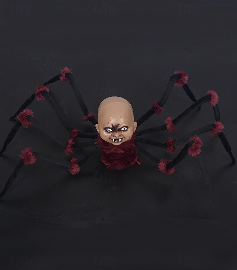 Halloween ny krypende edderkopp elektrisk plysj edderkopp justerbare ledd induksjon elektrisk lysende lyd spøkelser 2025 - $63.99 –P9