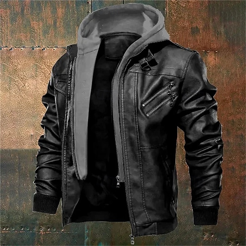 Per uomo Giacca in Ecopelle Giacca da Biker Giacca da Moto Vacanza Quotidiano Antivento Caldo Tasca Autunno Inverno Semplice Moda Classico Con Cappuccio Regolare Nero Caffè Grigio Giacca del 2025 a $49.99 –P3