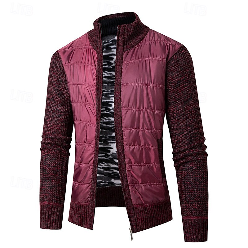 Herren Strickjacke Kurzer Pullover Reißverschluss-Pullover Strickpullover Gerippt Stricken Normale Oberteile Patchwork Tasche Einfach Stehkragen Mode Klassisch Urlaub Alltagskleidung Bekleidung 2025 - $28.99 –P4