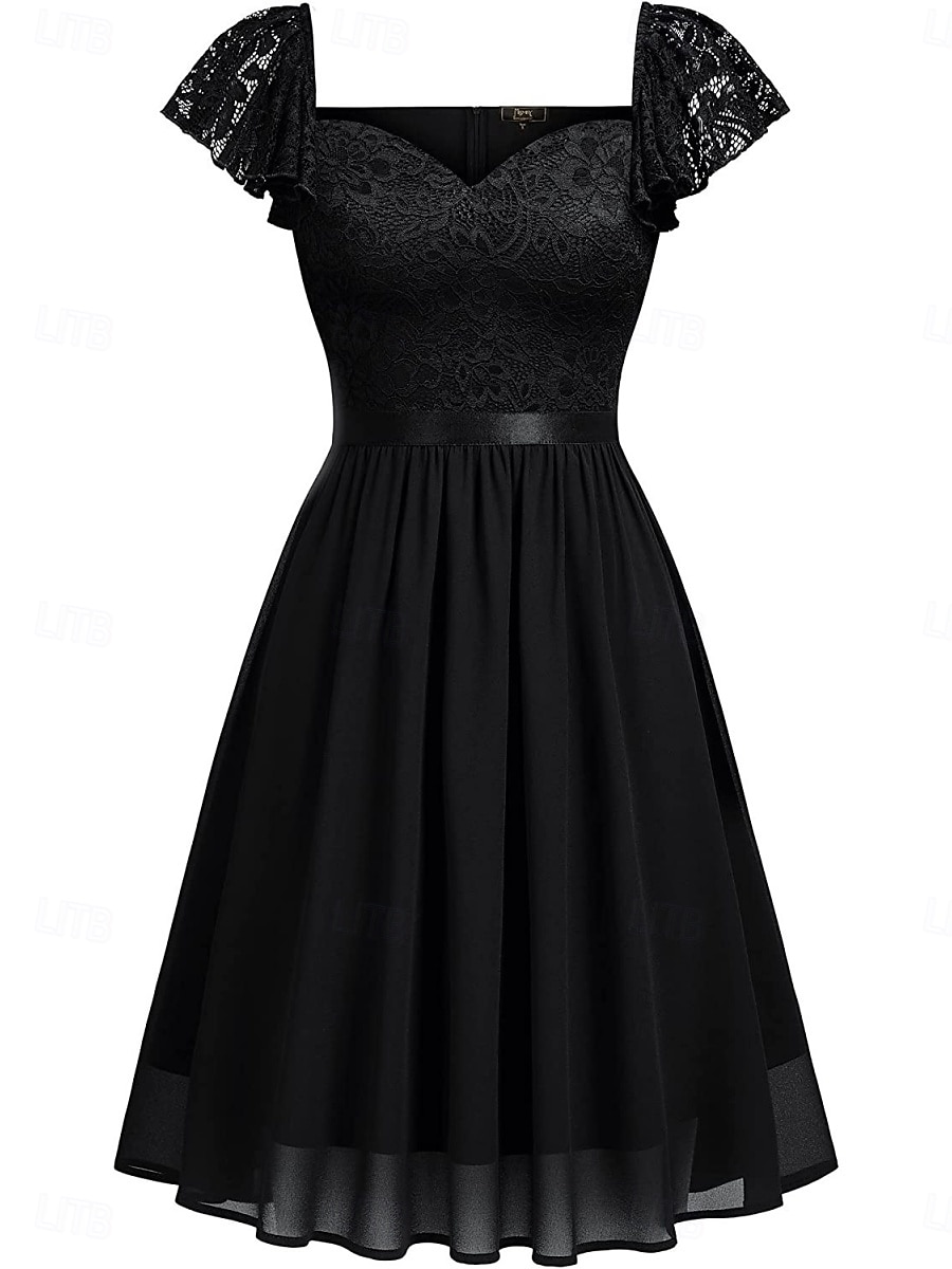 Damskie Sukienka mini Koronkowa sukienka Sukienka koktajlowa Sukienka dla gościa weselnego Szyfon Elegancja Moda Nowoczesny Na zewnątrz Spotkanie towarzyskie Regularny Równina Krótki rękaw W serek 2025 - $26.09 –P10