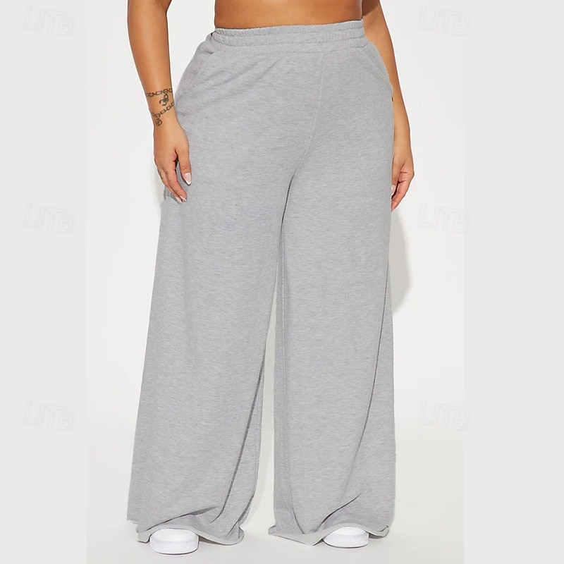 Mujer Perneras anchas Chinos Casual Medio corto Cintura Media Plano Perneras anchas Cintura elástica Confortable Transpirabilidad Deporte Casual Diario Negro Amarillo Rosa Vino Primavera Otoño Holgado 2025 - $22.99 –P12