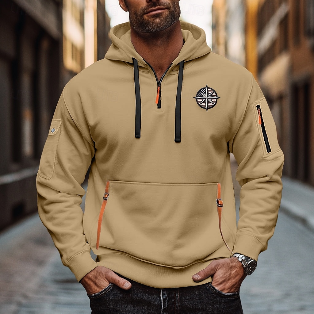 Per uomo Felpa con cappuccio Felpa con cappuccio e zip corta Nero Bianco Vino Blu marino Blu Reale Con Cappuccio Semplice Con zip Tasca Frontale Tattico Sport & Outdoor Casuale Streetwear Cool del 2025 a $23.99 –P5