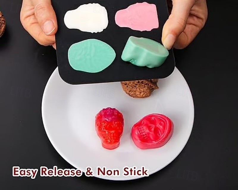 2er-Pack Halloween-Silikonformen, Totenkopf-Schokoladenform, Silikon-Pralinenform, 10 Mulden für selbstgemachte Süßigkeiten, Gelee, Eiswürfel, Fondant und Kuchendekoration 2025 - $12.49 –P3