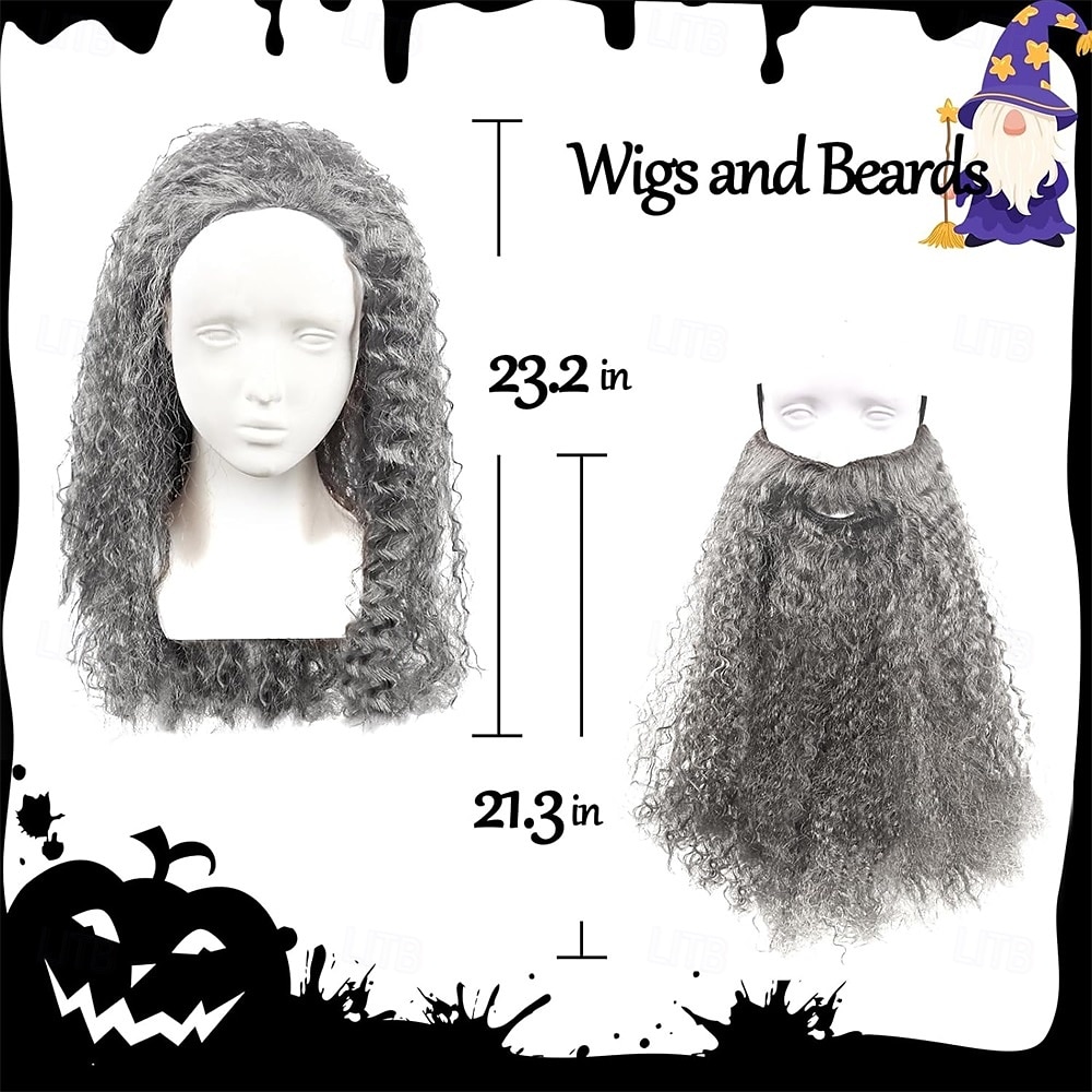 2026年 灰色の魔法使いのひげとかつら - 大人のためのハロウィーンの面白い父親の時間コスチュームアクセサリー  コレクション – $23.99 –P6