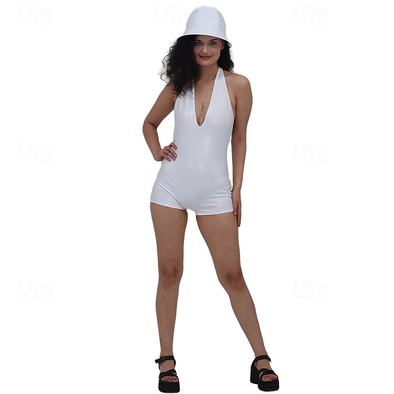 Kovový 80. léta Lesklý latexový patent One Piece Šaty s kraťasy PU kůže Pevná barva Maškarní kostým Dámské Karnevalový kostým Karneval Plesová maškaráda Párty Pride Parade Měsíc hrdosti Dospělé 2026 - $23.99 –P8