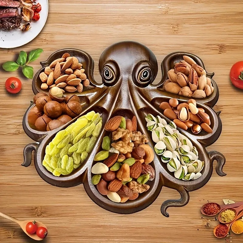 Oktopus-Wurstplatte, Oktopus-Design, Serviertablett aus Holz, neuartige Fleischsorten &Käse-Brotbrett mit Obst-Ozean-Motiven, ideales Geschenk für Meeresfrüchte-Liebhaber 2025 - $32.99 –P5
