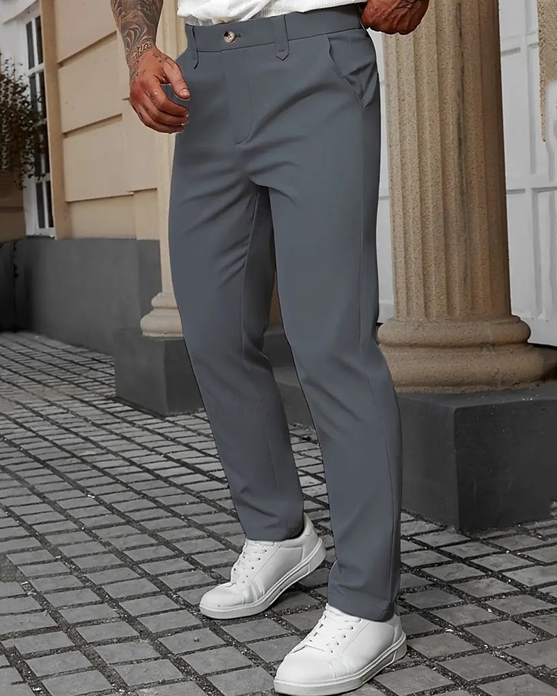 Hombre pantalones de traje Pantalones Chinos Bolsillo Botones Plano Comodidad Formal Fiesta Trabajo Moda Estilo clásico Negro Blanco Microelástico 2025 - $22.99 –P20