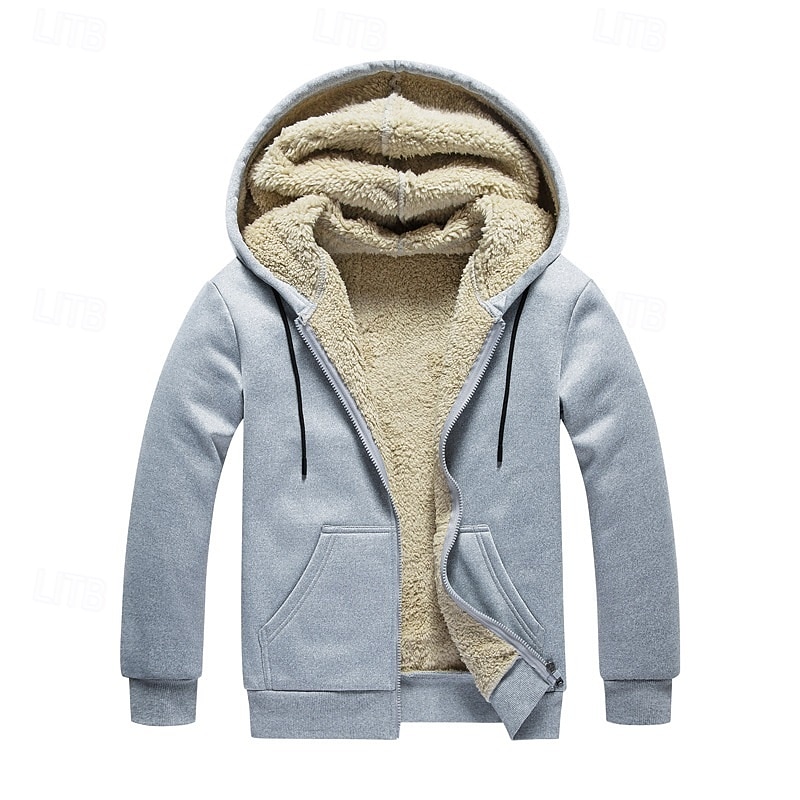 Per uomo Felpa con cappuccio Felpa con zip Felpa con cappuccio in pile Nero Grigio chiaro Grigio scuro Con Cappuccio Semplice Con zip Tasca Frontale Sport & Outdoor Casuale Quotidiano Streetwear Cool del 2025 a $28.99 –P3