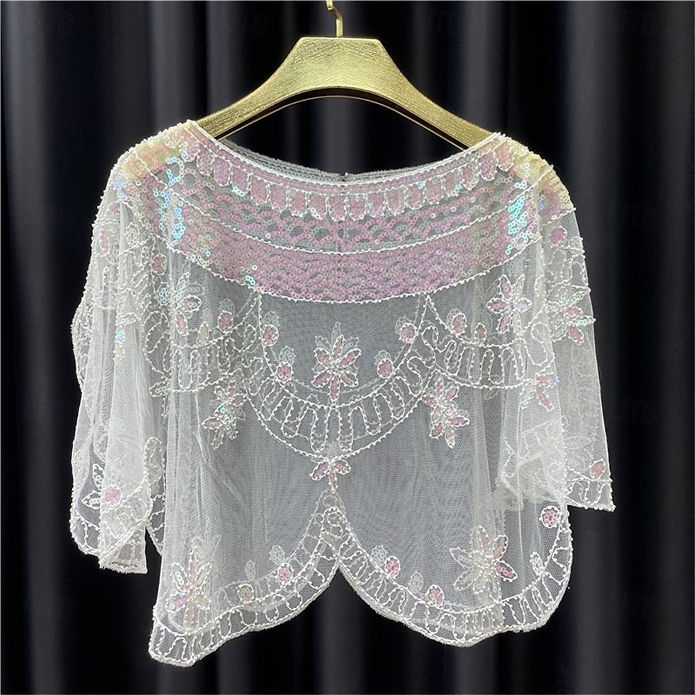 Écharpe Femme Élégant Protection solaire Manche Courte Dentelle Boléros de Mariage Avec Perlage Pour Mariage Été de 2025 ? $14.99 –P12