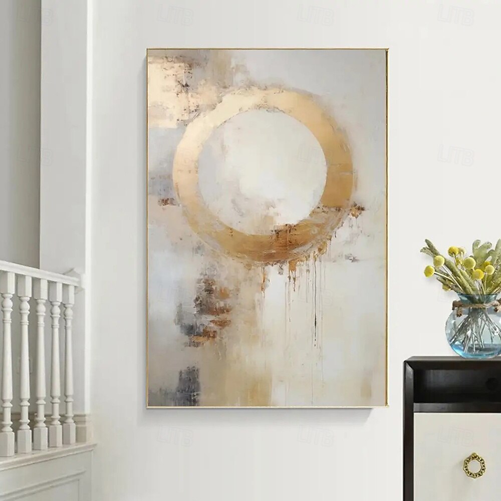 Peinture à l'huile faite à la main sur toile, décoration murale dorée simple et abstraite pour la décoration intérieure, cadre tendu, peinture suspendue/peinture roulée sans cadre, peinture non étirée de 2025 ? $54.99 –P2