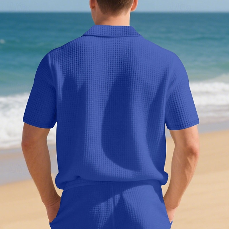 Men's Golf Shirt Golf Polos Shirts Work Casual Lapel Short Sleeve Basic Modern Plain Jacquard Summer Regular Fit Black White Red Royal Blue Khaki Light Grey Golf Shirt 2025 - $16.49 –P12