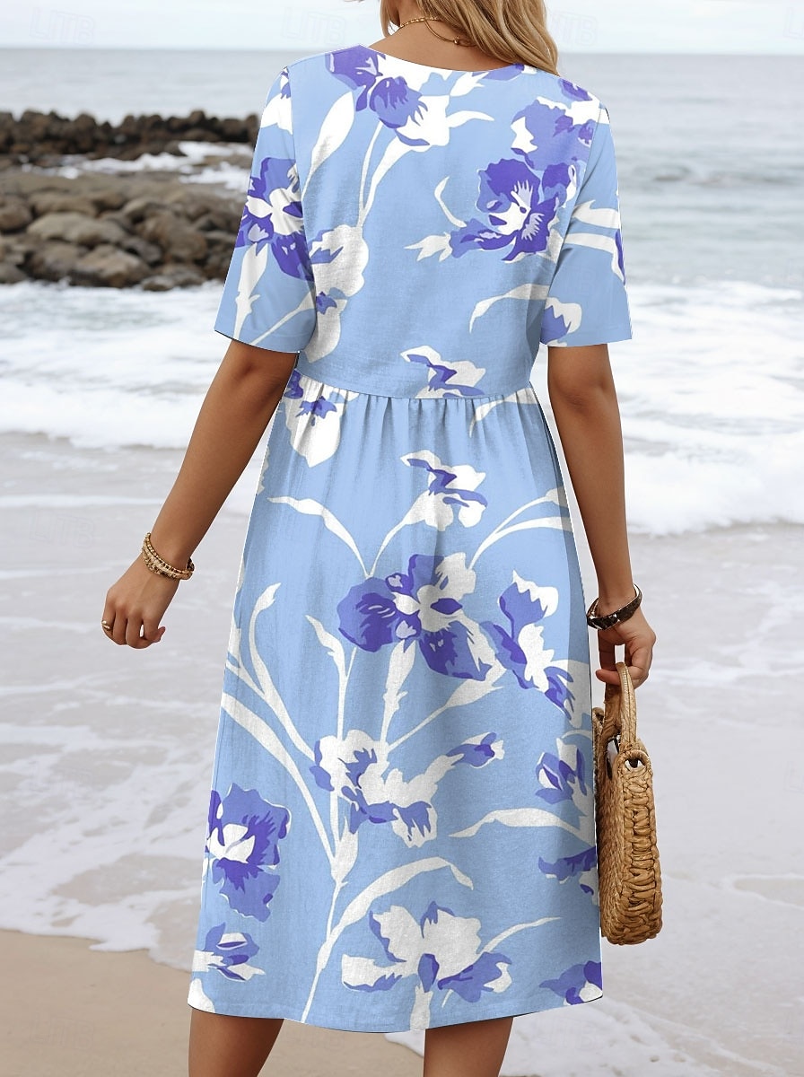Femmes Robe Midi Robe Décontractée Robe trapèze Robe d'été Vacances Occasionnel Fête Coupe Ample Fleuri Graphique Demi Manches Col ras du cou Jaune Rose Claire Bleu Vert Été Printemps de 2025 ? $31.99 –P2