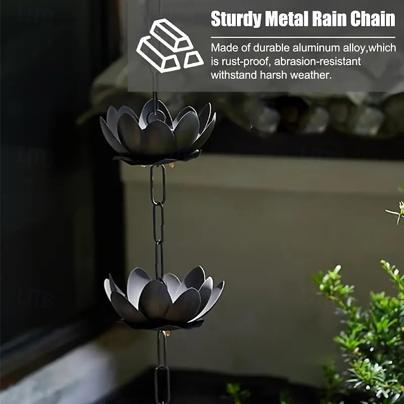 Corrente coletora de chuva de lótus dourada de 47 polegadas para calhas externas com adaptador para fluxo de água eficiente &Protetor de calha anti-respingos para decoração de jardim, drenagem de de 2025 por $46.99 –P13