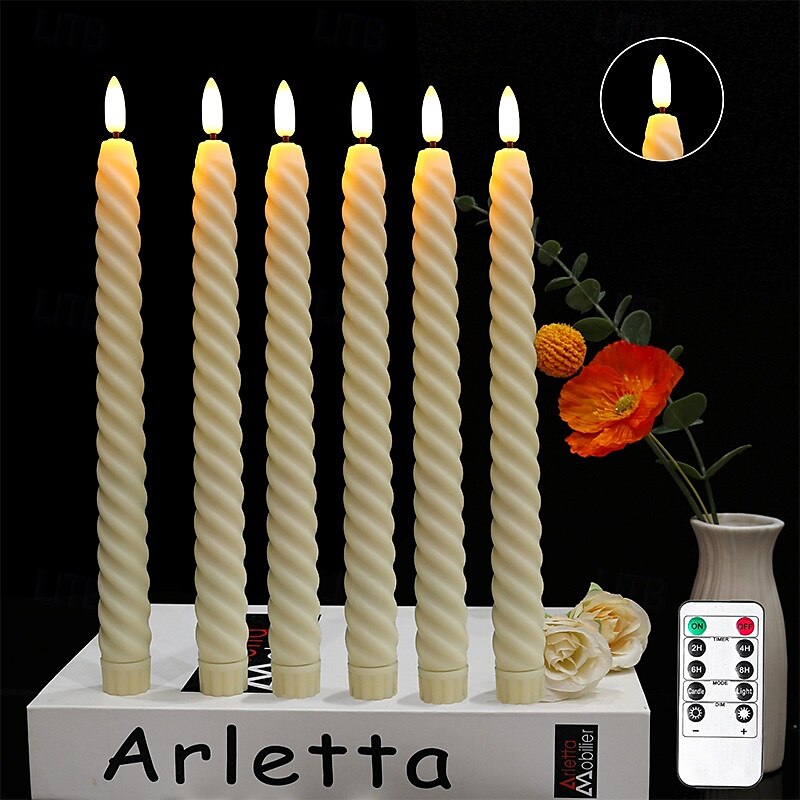 6 velas electrónicas de 25,5 cm con hilo giratorio para Halloween y Navidad, con varilla larga LED, ideal para interiores y exteriores, para restaurantes, fiestas, bodas, ambientes decorativos, con 2025 - $16.49 –P6