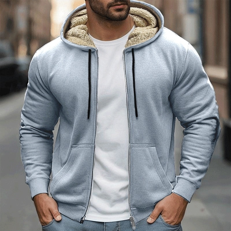 Per uomo Felpa con cappuccio Felpa con cappuccio a zip intera Felpa con cappuccio in pile Nero Grigio chiaro Grigio scuro Con Cappuccio Semplice Con zip Tasca Frontale Sport & Outdoor Casuale del 2025 a $30.99 –P1