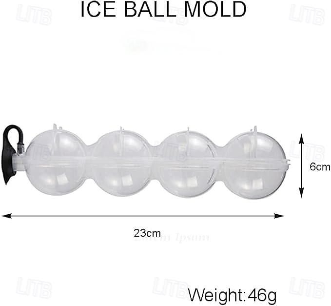 isballform med 4 hull for whisky, rund iskulemaskin, isbrett med fire kubikk, perfekt for å lage store isballer til cocktails og drinker 2025 - $11.99 –P7