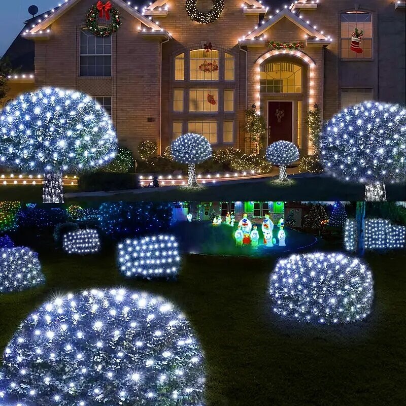 Catena luminosa a LED con rete fatata da 1,5 m*1,5 m / 1,5 m*4,5 m / 3 m*3 m / 6 m*4 m / 8 m*10 m, scelta di luci flessibili per le vacanze, illuminazione colorata per Natale, luci decorative per del 2025 a $12.99 –P11