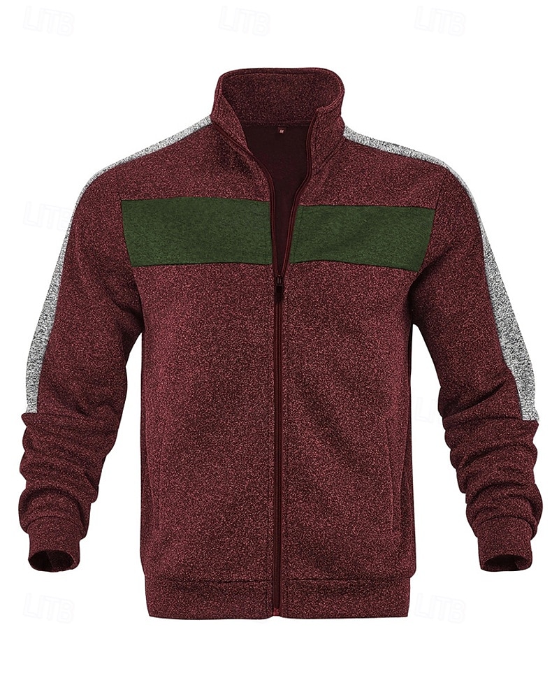 Herren Freizeitjacke Collegejacke Urlaub Täglich Atmungsaktiv Tasche Frühling Herbst Farbblock Mode Klassisch Stehkragen Regulär Schwarz Rote Grün Hellgrau Dunkelgray Jacken 2025 - $36.99 –P14