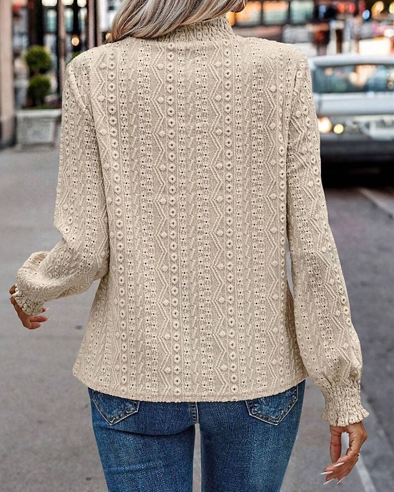 Damskie Pullover Równina Moda miejska Codzienny Wygodny Długi rękaw Wysoki Zwykłe topy Ulica Święto Wyjściowe Niebieski Zielony Beżowy Jesień 2025 - $25.99 –P9