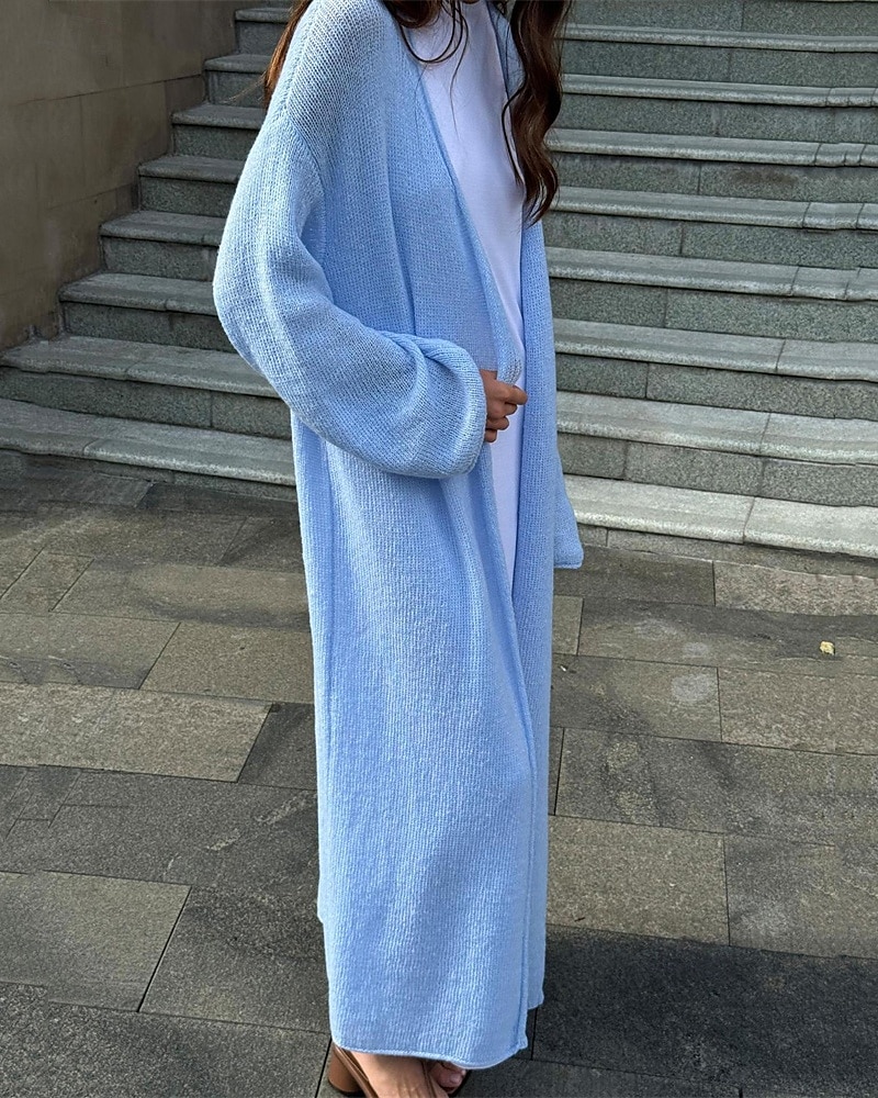 Damskie Sweter Sweter rozpinany Moda Moda miejska Codzienny Jednokolorowe Prążkowany Otwarty przód Dzianiny Długi rękaw Długie topy Robić na drutach Święto Wyjściowe Weekend Biały Żółty Jesień Zima 2025 - $29.99 –P14