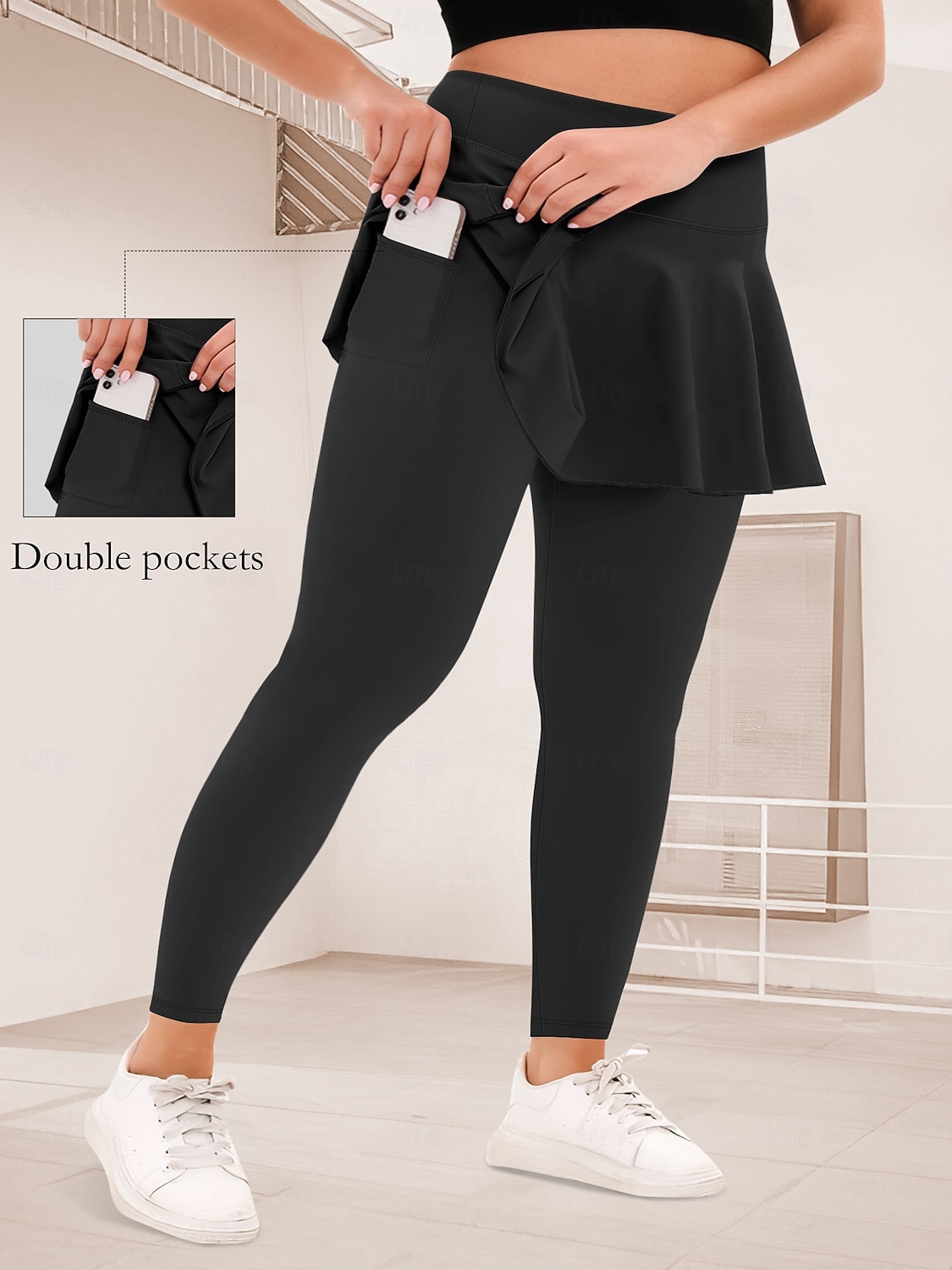 Mujer Tallas Grandes pantalones Polainas Mallas De Deporte Longitud total Cintura Media Plano Bolsillos laterales 2 en 1 Confortable Levantamiento de tope Control de barriga Yoga Casual Diario Gris 2025 - $18.99 –P20