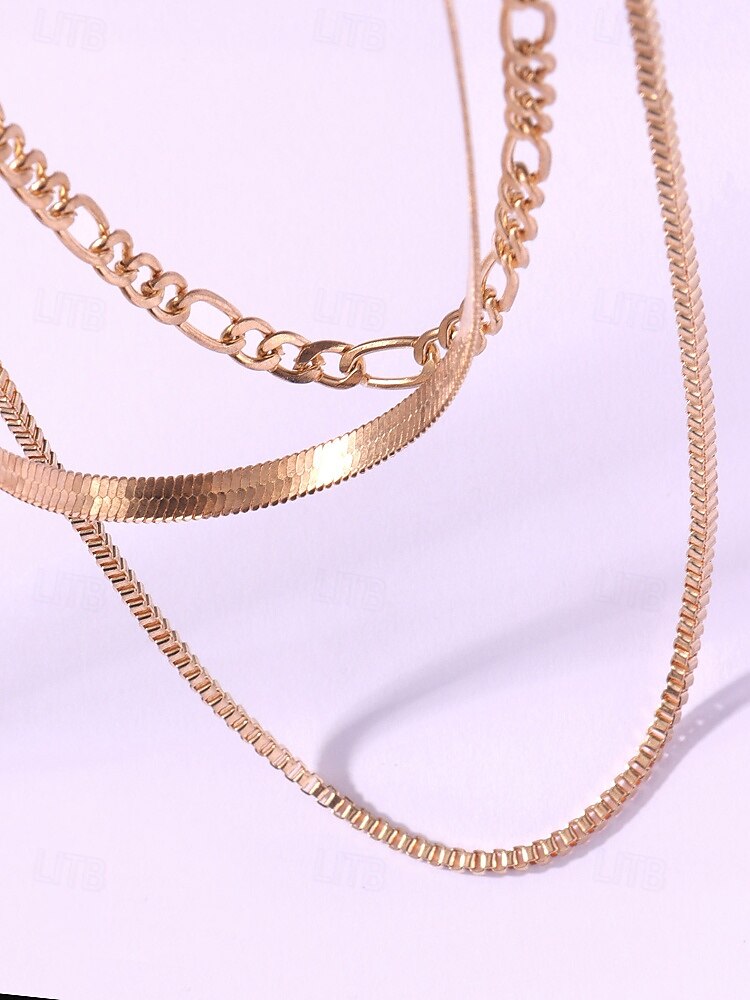 Women's Gold Layered Chain Necklace – Alloy Choker Set, Trendy Minimalist Jewelry for Parties, Dates and Night Out 2025 - $9.99 –P5