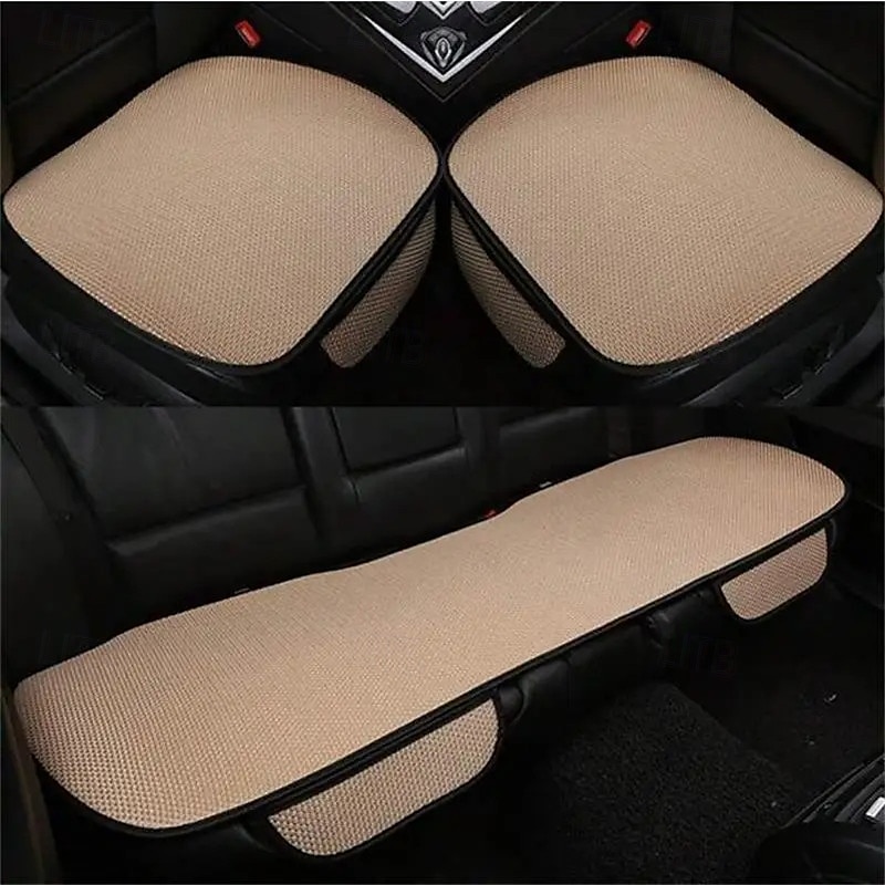 Ensemble de 3 coussins de siège de voiture d'été en soie glacée, coussin de siège de voiture sans dossier, coussin frais en une seule pièce de 2025 ? $27.99 –P3