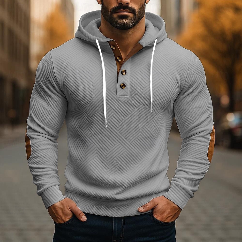 Pánské Kapuce Mikina s kapucí Bílá Námořnická modř Hnědá Khaki Šedá Kapuce Geometrický Bez vzoru S texturou Sporty a outdoor Ležérní Denní Šik ven Chladný Sportovní oblečení Jaro & podzim Oblečení 2026 - $28.99 –P3