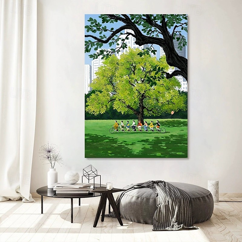 Peinture à l'huile faite à la main sur toile, décoration murale, paysage vert impressionniste, art de guérison pour la décoration intérieure, cadre tendu, peinture suspendue/enroulée, sans cadre, de 2025 ? $100.99 –P3