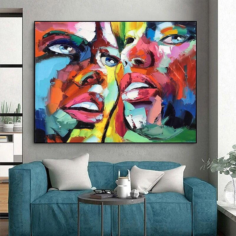 handgefertigtes Ölgemälde auf Leinwand, Wandkunst, Dekoration, modernes abstraktes Gesicht für die Inneneinrichtung, gerolltes, rahmenloses, ungedehntes Gemälde 2025 - $69.99 –P4