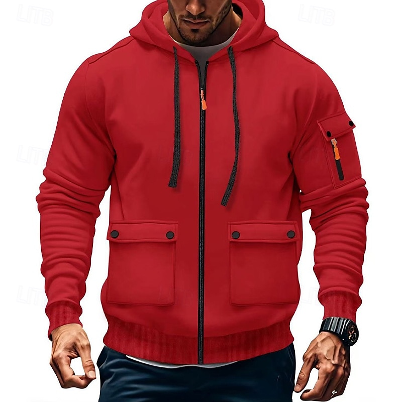 Per uomo Felpa con cappuccio Felpa con cappuccio in pile Felpa con cappuccio tattica Nero Bianco Vino Verde militare Rosso Con Cappuccio Semplice Tasca Sport & Outdoor Casuale Quotidiano Streetwear del 2025 a $27.99 –P3