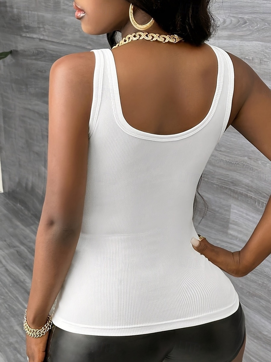 Pentru femei Camisole Tank Top Culoare solidă Zilnic Fără manșon În V Topuri obișnuite Negru Alb Gri Vară 2025 - $6.49 –P3